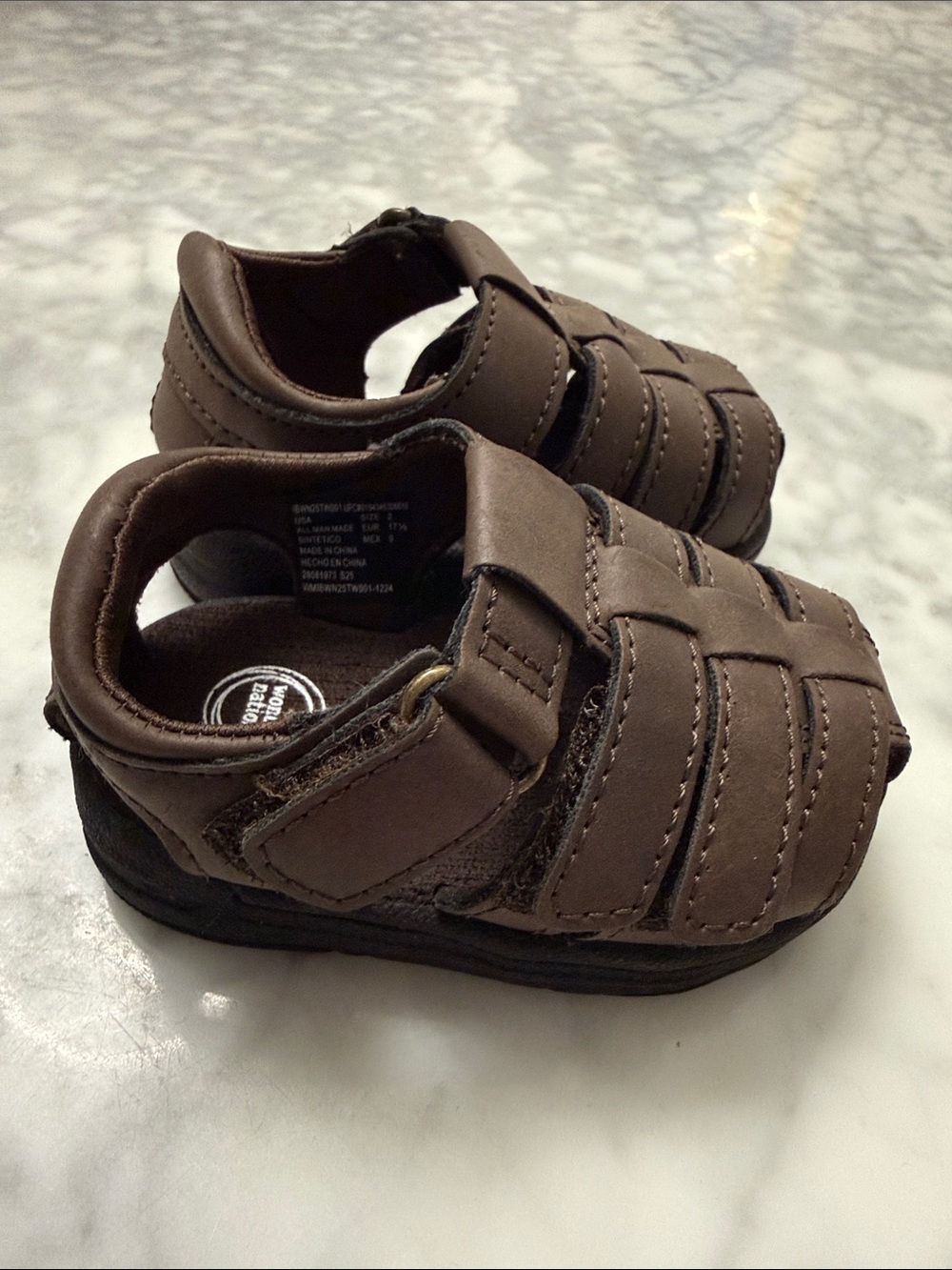 wonder nation Brown T-Strap Fisherman Sandals for Kids